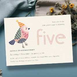 Cute Blush Pink Birdie elke leeftijd van 5 jaar Ui Bedankkaart