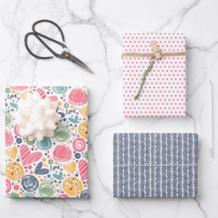 Cute Blush Pink Blauwgroen Blue Green Heart Art Pa Inpakpapier Vel