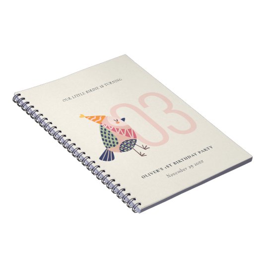 Cute Blush Pink Boho Birdie Elke dag Notitieboek (Rechterzijde)