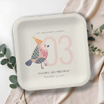 Cute Blush Pink Boho Birdie Elke dag Papieren Bordje<br><div class="desc">Als u nog meer aanpassingen nodig hebt,  kunt u mij op yellowfebstudio@gmail.com vrij klikken.</div>