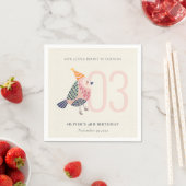 Cute Blush Pink Boho Birdie Elke dag Servet (Insitu)