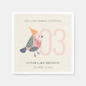 Cute Blush Pink Boho Birdie Elke dag Servet (Voorkant)