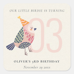 Cute Blush Pink Boho Birdie Elke dag Vierkante Sticker