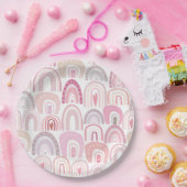 Cute Blush Pink Boho Rainbow Patroon Papieren Bordje (Feest)