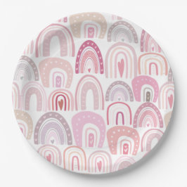 Cute Blush Pink Boho Rainbow Patroon Papieren Bordje