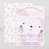 Cute Blush Pink Bunny | Girls Birthday Party Kaart (Voorkant / Achterkant)