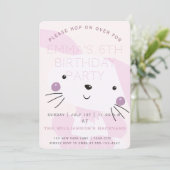 Cute Blush Pink Bunny | Girls Birthday Party Kaart (Staand voorkant)