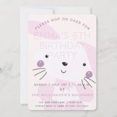 Cute Blush Pink Bunny | Girls Birthday Party Kaart (Voorkant)
