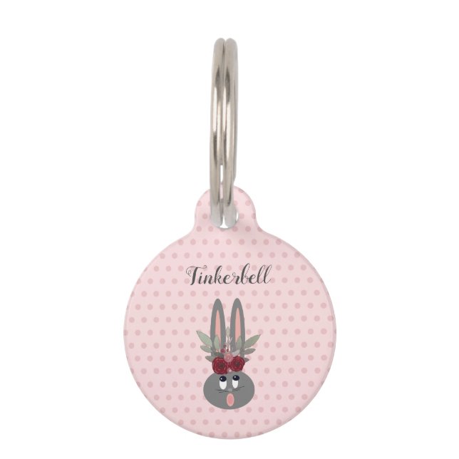 Cute Blush Pink Bunny Personalized Huisdierpenning (Voorkant)