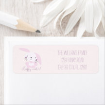 Cute Blush Pink Bunny - Speciaal paaslabel