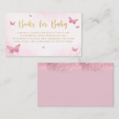 Cute Blush Pink Butterfly Baby shower Book Request Informatiekaartje (Voorkant / Achterkant)