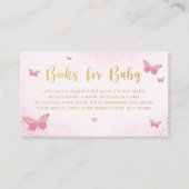 Cute Blush Pink Butterfly Baby shower Book Request Informatiekaartje (Voorkant)
