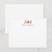 Cute Blush Pink Cherry Blossom Floral Waterverf Notitiekaartje (Voorkant / Achterkant)