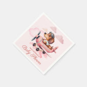 Cute Blush Pink Dachshund Plane Girl Baby shower Servet (Hoek)