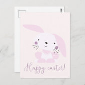 Cute Blush Pink Easter Bunny | Pasen Briefkaart (Voorkant / Achterkant)