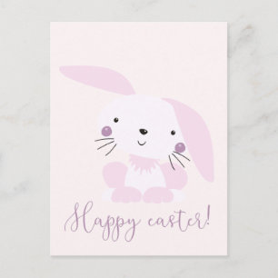 Cute Blush Pink Easter Bunny   Pasen Briefkaart