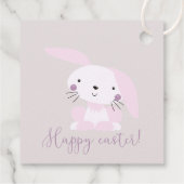 Cute Blush Pink Easter Bunny | Vrolijk Pasen Bedankjes Labels (Achterkant)