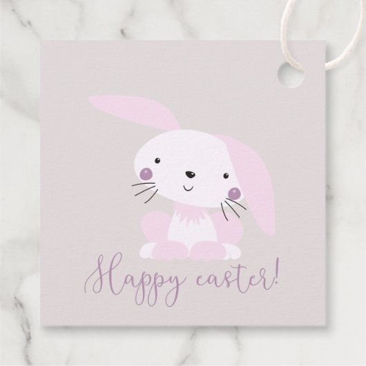 Cute Blush Pink Easter Bunny | Vrolijk Pasen Bedankjes Labels (Achterkant)