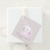 Cute Blush Pink Easter Bunny | Vrolijk Pasen Bedankjes Labels (In situ)