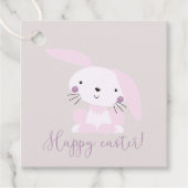 Cute Blush Pink Easter Bunny | Vrolijk Pasen Bedankjes Labels (Voorkant)