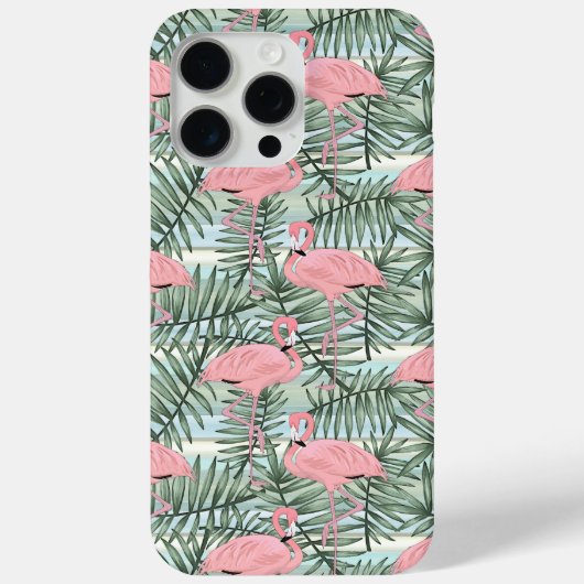 Cute Blush Pink Flamingoes Palm Leafs Art Pattern Case-Mate iPhone Case (Achterkant)