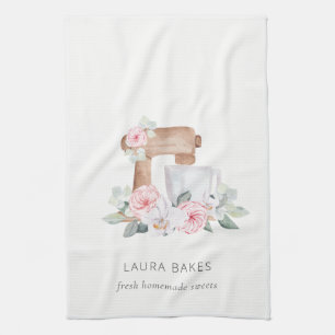 Cute Blush Pink Floral Cake Mixer Bakery Catering Theedoek