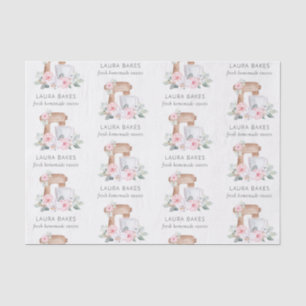 Cute Blush Pink Floral Cake Mixer Bakery Catering Tissuepapier