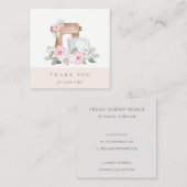 Cute Blush Pink Floral Cake Mixer Bakery Hartelijk Vierkante Visitekaartje (Voorkant / Achterkant)