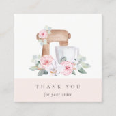 Cute Blush Pink Floral Cake Mixer Bakery Hartelijk Vierkante Visitekaartje (Voorkant)