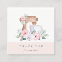 Cute Blush Pink Floral Cake Mixer Bakery Hartelijk