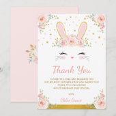 Cute Blush Pink Gold Bunny Easter Rabbit Birthday Bedankkaart (Voorkant / Achterkant)
