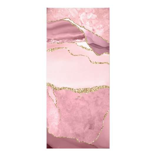 Cute Blush Pink Gold Glitter Agate Marble Monogram Reclamekaart (Achterkant)