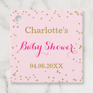 Cute Blush Pink Gold Glitter Confetti Baby shower Bedankjes Labels