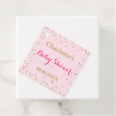 Cute Blush Pink Gold Glitter Confetti Baby shower Bedankjes Labels (In situ)