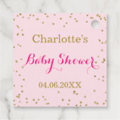 Cute Blush Pink Gold Glitter Confetti Baby shower Bedankjes Labels (Achterkant)