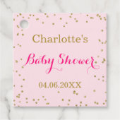 Cute Blush Pink Gold Glitter Confetti Baby shower Bedankjes Labels (Voorkant)