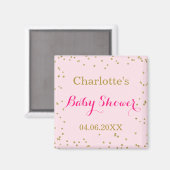 Cute Blush Pink Gold Glitter Confetti Baby shower Magneet (Voorkant / Achterkant)