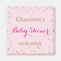 Cute Blush Pink Gold Glitter Confetti Baby shower