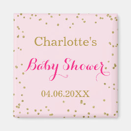 Cute Blush Pink Gold Glitter Confetti Baby shower Magneet