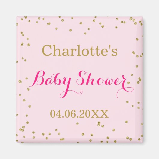 Cute Blush Pink Gold Glitter Confetti Baby shower Magneet (Voorkant)