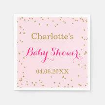 Cute Blush Pink Gold Glitter Confetti Baby shower