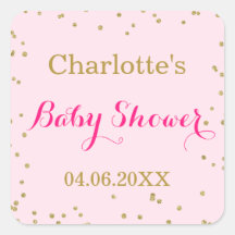 Cute Blush Pink Gold Glitter Confetti Baby shower