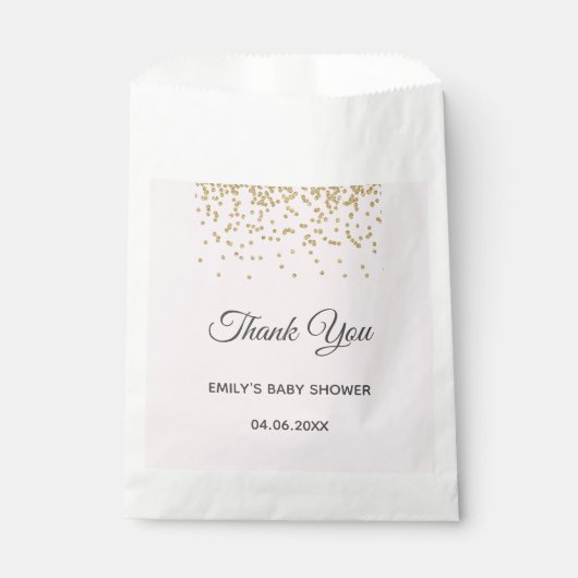 Cute Blush Pink Gold Glitter Dank u Baby shower Bedankzakje (Voorkant)