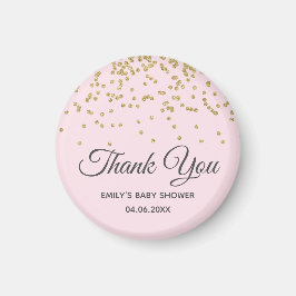 Cute Blush Pink Gold Glitter Dank u Baby shower Magneet
