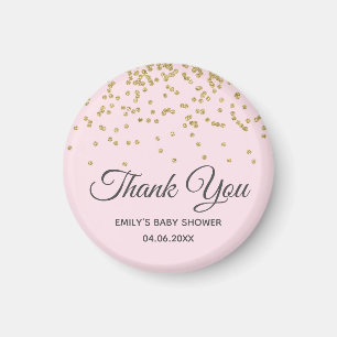 Cute Blush Pink Gold Glitter Dank u Baby shower Magneet