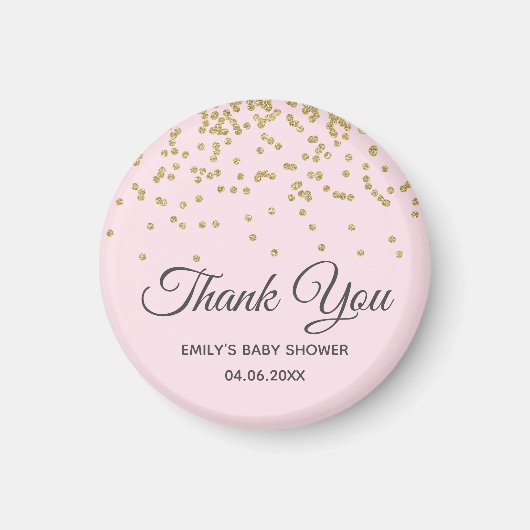 Cute Blush Pink Gold Glitter Dank u Baby shower Magneet (Voorkant)