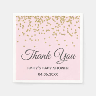 Cute Blush Pink Gold Glitter Dank u Baby shower Servet