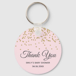 Cute Blush Pink Gold Glitter Dank u Baby shower Sleutelhanger