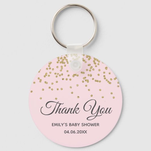 Cute Blush Pink Gold Glitter Dank u Baby shower Sleutelhanger (Voorkant)