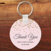 Cute Blush Pink Gold Glitter Dank u Baby shower Sleutelhanger (Voorkant)
